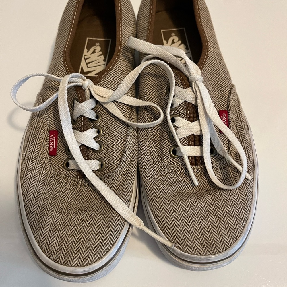 Vans Brown Herringbone Lace-Up Sneakers